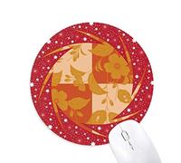 DIYthinker Japanese Flor Amarilla Wheel Mouse Pad de Goma roja Redonda