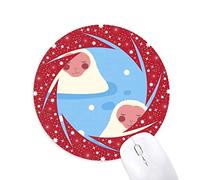 DIYthinker Japanese Travel Suerte Animal Wheel Mouse Pad de Goma roja Redonda