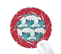 DIYthinker Japanese ukiyoe Clasico Patron de Onda Wheel Mouse Pad de Goma roja Redonda