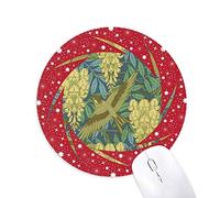 DIYthinker Japanese ukiyoe Patron Hojas Flores Aves Wheel Mouse Pad de Goma roja Redonda