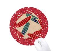 DIYthinker Japanese ukiyoe Rojo Patron Azul Wheel Mouse Pad de Goma roja Redonda