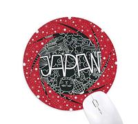 DIYthinker Japón Black White Temple Gato de la Suerte Wheel Mouse Pad de Goma roja Redonda