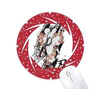 DIYthinker Japón Cultura Ninja Espada Samurai Wheel Mouse Pad de Goma roja Redonda