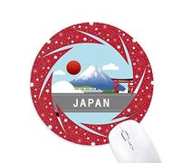 DIYthinker Japón Mount Fuji Red Sun Rail Tren Temple Wheel Mouse Pad de Goma roja Redonda