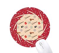 DIYthinker Japón Sushi Rosa Palillos Wheel Mouse Pad de Goma roja Redonda