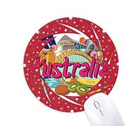 DIYthinker Kangaroo Harbour Bridge Australia Graffiti Wheel Mouse Pad de Goma roja Redonda