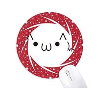 DIYthinker Kaomoji Encantadora Vestida como un Gato de expresión Wheel Mouse Pad de Goma roja Redonda