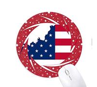 DIYthinker Kentucky USA Mapa Estrellas Rayas Bandera Forma Wheel Mouse Pad de Goma roja Redonda