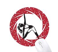 DIYthinker La Chica del Yoga Estiramiento Mantener la Silueta Wheel Mouse Pad de Goma roja Redonda