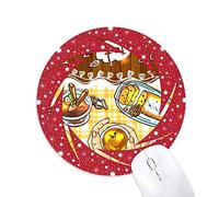 DIYthinker La Hora del té con Galletas de Chocolate Wheel Mouse Pad de Goma roja Redonda