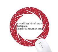 DIYthinker La poesía Cita Mundo besó a mi Alma Wheel Mouse Pad de Goma roja Redonda