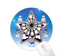 DIYthinker La Silueta Negra de Ferris Wheel Amusement Park Muñeco de Nieve Mouse Pad Redondo Star Mat