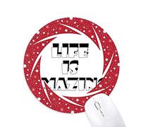 DIYthinker La Vida es increible Wheel Mouse Pad de Goma roja Redonda