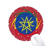 DIYthinker Lapiz de Dibujo Rayas Ethiopia Flag Wheel Mouse Pad de Goma roja Redonda