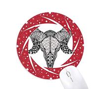 DIYthinker Largos Cuernos de antílope Retrato Animal Sketch Wheel Mouse Pad de Goma roja Redonda
