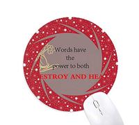 DIYthinker Las Palabras Tienen Poder para sanar Buda Cita Wheel Mouse Pad de Goma roja Redonda