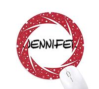 DIYthinker Letra de Nombre Jennifer Especial Ingles Wheel Mouse Pad de Goma roja Redonda