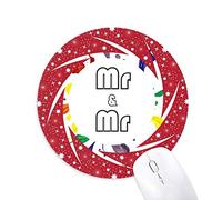 DIYthinker LGBT Rainbow Flag señor & amp; Sr. Wheel Mouse Pad de Goma roja Redonda