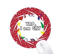 DIYthinker LGBT Rainbow Flag Yap Soy Gay Wheel Mouse Pad de Goma roja Redonda