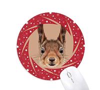 DIYthinker Little Brown Orejas largas Ardilla Animal Wheel Mouse Pad de Goma roja Redonda