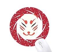 DIYthinker Local de Fox Mascara Tradicional Japonesa Wheel Mouse Pad de Goma roja Redonda