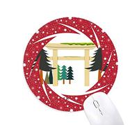 DIYthinker Local Japanese Koyasan Okunoin Wheel Mouse Pad de Goma roja Redonda