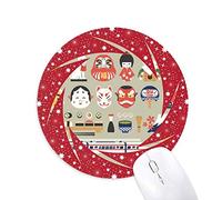 DIYthinker Local japonés Conocido Cosas Wheel Mouse Pad de Goma roja Redonda