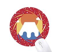 DIYthinker Local japonés Sun Rise Wheel Mouse Pad de Goma roja Redonda