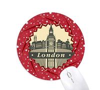 DIYthinker London Big Ben Sello Silueta Britain UK Wheel Mouse Pad de Goma roja Redonda