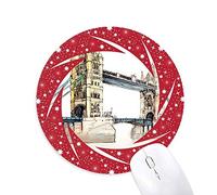 DIYthinker London Bridge en Londres, Inglaterra Wheel Mouse Pad de Goma roja Redonda