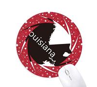 DIYthinker Louisiana America USA Mapa Silueta Wheel Mouse Pad de Goma roja Redonda