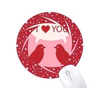DIYthinker Love Birds San Valentín Rojo Rosa Wheel Mouse Pad de Goma roja Redonda