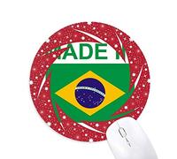 DIYthinker Made in Brasil país Amor Wheel Mouse Pad de Goma roja Redonda