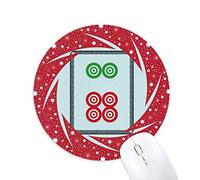 DIYthinker Mahjong Circle Puntos 6 Tile Pattern Wheel Mouse Pad de Goma roja Redonda