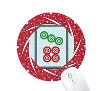 DIYthinker Mahjong Circle Puntos 7 Tile Pattern Wheel Mouse Pad de Goma roja Redonda