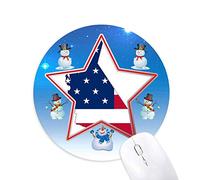 DIYthinker Mapa de Franjas en Forma de Estrellas de la Bandera de California USA Muñeco de Nieve Mouse Pad Redondo Star Mat