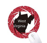 DIYthinker Mapa de Silueta Unidos USA West Virginia Wheel Mouse Pad de Goma roja Redonda