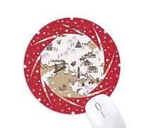 DIYthinker Mapa ubicacion China Hong Kong Wheel Mouse Pad de Goma roja Redonda