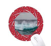 DIYthinker Mar Ocean Wave Science Nature Picture Wheel Mouse Pad de Goma roja Redonda