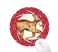 DIYthinker Marzo - Abril del Zodiaco Aries Constellation Wheel Mouse Pad de Goma roja Redonda