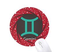 DIYthinker Mayo - Junio de Gemini patrón constelación Wheel Mouse Pad de Goma roja Redonda