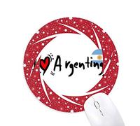 DIYthinker Me Encanta argenting Palabra Bandera Amor corazón ilustración Wheel Mouse Pad de Goma roja Redonda