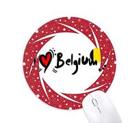 DIYthinker Me Encanta Bélgica Palabra Bandera Amor corazón ilustración Wheel Mouse Pad de Goma roja Redonda