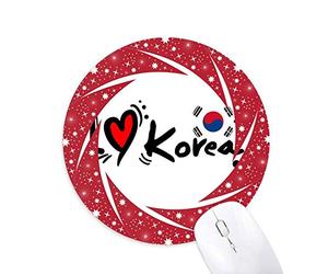 DIYthinker Me Encanta Corea Palabra Bandera Amor corazón ilustración Wheel Mouse Pad de Goma roja Redonda