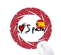 DIYthinker Me Encanta España Palabra Bandera Amor corazón ilustración Wheel Mouse Pad de Goma roja Redonda