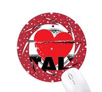 DIYthinker Me Encanta Italia Palabra Amor Corazon Forma del circulo Wheel Mouse Pad de Goma roja Redonda