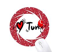 DIYthinker Me Encanta la Palabra Amor corazón ilustración la Bandera de Turquía Wheel Mouse Pad de Goma roja Redonda