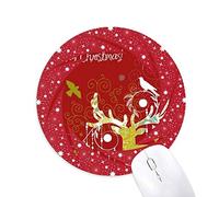 DIYthinker Merry Chistmas Deer Wheel Mouse Pad de Goma roja Redonda