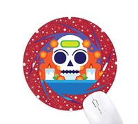 DIYthinker Mexico Candy Esqueleto día de Muertos Wheel Mouse Pad de Goma roja Redonda