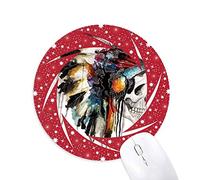 DIYthinker Miedo Indian Esqueleto Humano Flamen Sacerdote Sacrificio Totem Tattoo ilustración Patron Wheel Mouse Pad de Goma roja Redonda